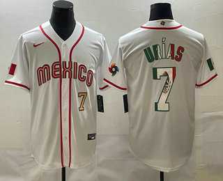 Mens Mexico Baseball #7 Julio Urias Number 2023 White World Baseball Classic Stitched Jersey->2023 world baseball classic->MLB Jersey